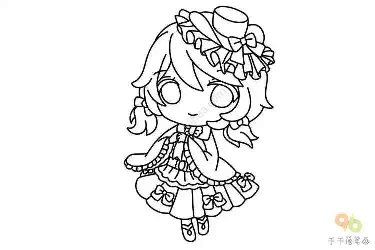 呆萌的二次元女孩简笔画女孩简笔画