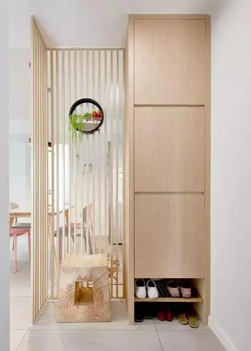 进门是鞋柜的玄关装修效果图(开门见厅的户型)(8)