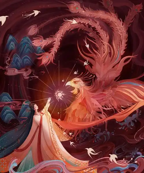 凤凰系列打卡中-古风插画场景插画原创作品-触站