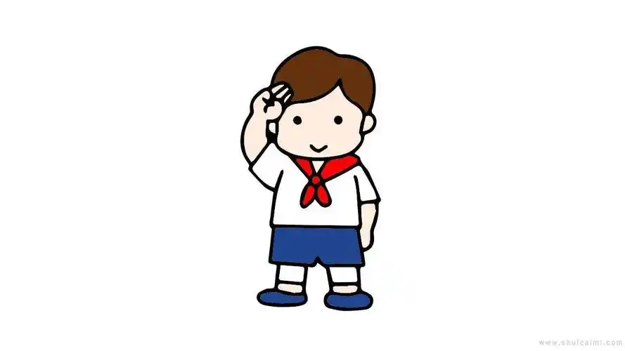 要有颜色的.类似卡通图.敬礼的卡通小学生国庆节png免扣素