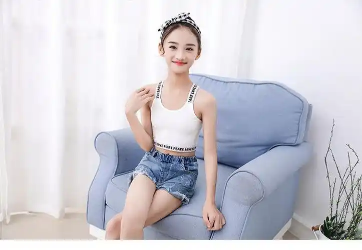 岁女孩背心十岁女童吊带发育期中大童女内衣抹胸防凸点 o14-白色 灰色