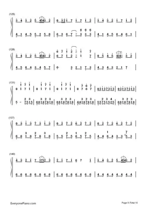 亡灵钢琴-长腿叔叔双手简谱预览