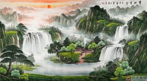 聚宝盆山水旺财画!