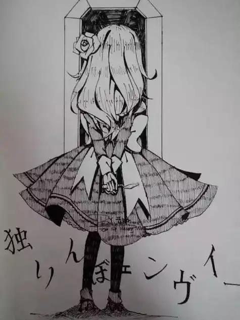 动漫黑暗系简笔画cg原画插画教程画师ヒトこもる暗黑系漫画少女作品