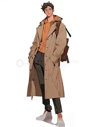 穿风衣外套的漫画人物