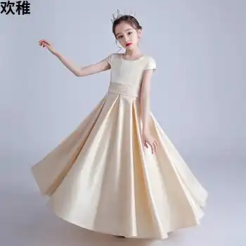 欢稚高端品质欢稚女大童小提琴钢琴演出服装晚礼服儿童生日宴会大合唱