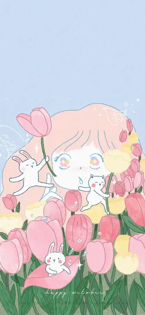 少女心可爱清甜手绘手机壁纸