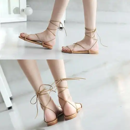 绑带凉鞋夏季2021新款仙女罗马百搭系带旅游时装凉鞋