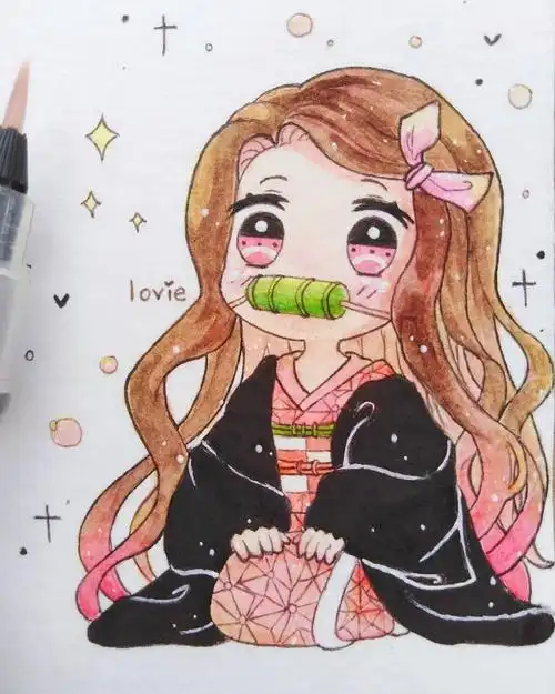 动漫人物画超萌马克笔动漫q版人物手绘