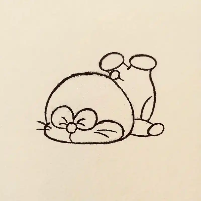 零基础简笔画教程,跌倒的哆啦a梦#简笔画#绘画#画画#可爱# - 抖音