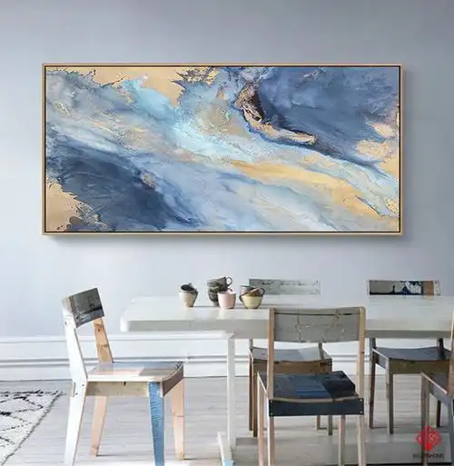 虔生缘(chansunrun)手绘抽象油画客厅装饰画横幅轻奢手工挂画金色原创