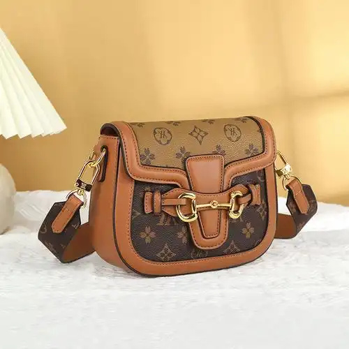 时尚马鞍包包女欧美印花老花单肩斜挎包女hhy2021新款