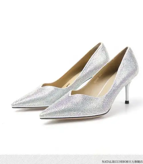 natali ecco dior轻奢品牌6水钻银色高跟鞋女细跟2022年新款水晶鞋