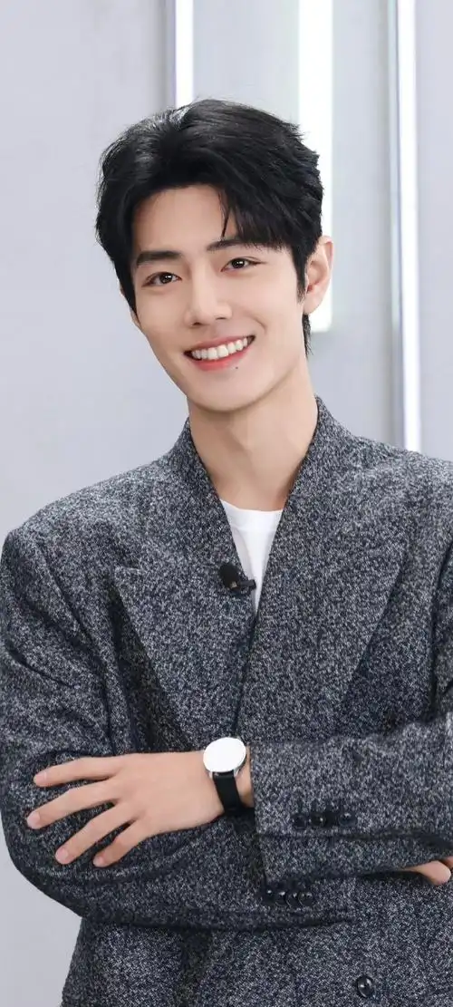 肖战花灰色西装写真