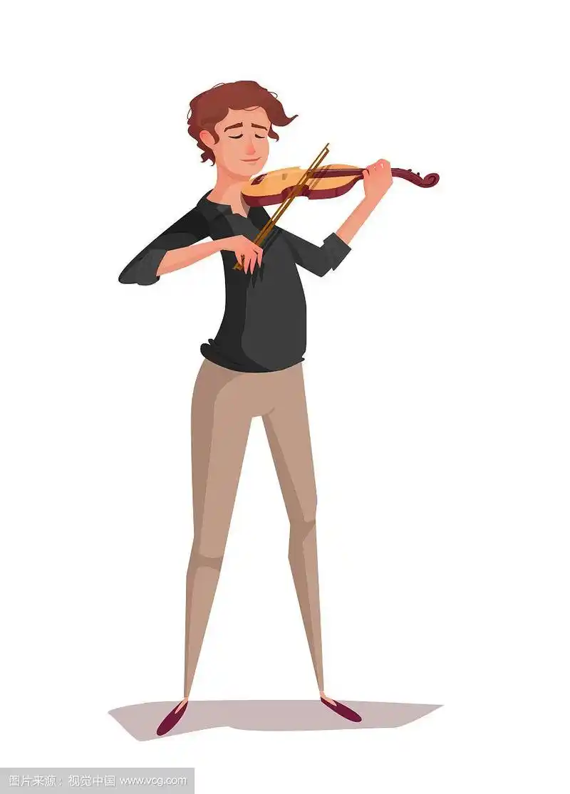 小提琴家卡通人物演奏音乐