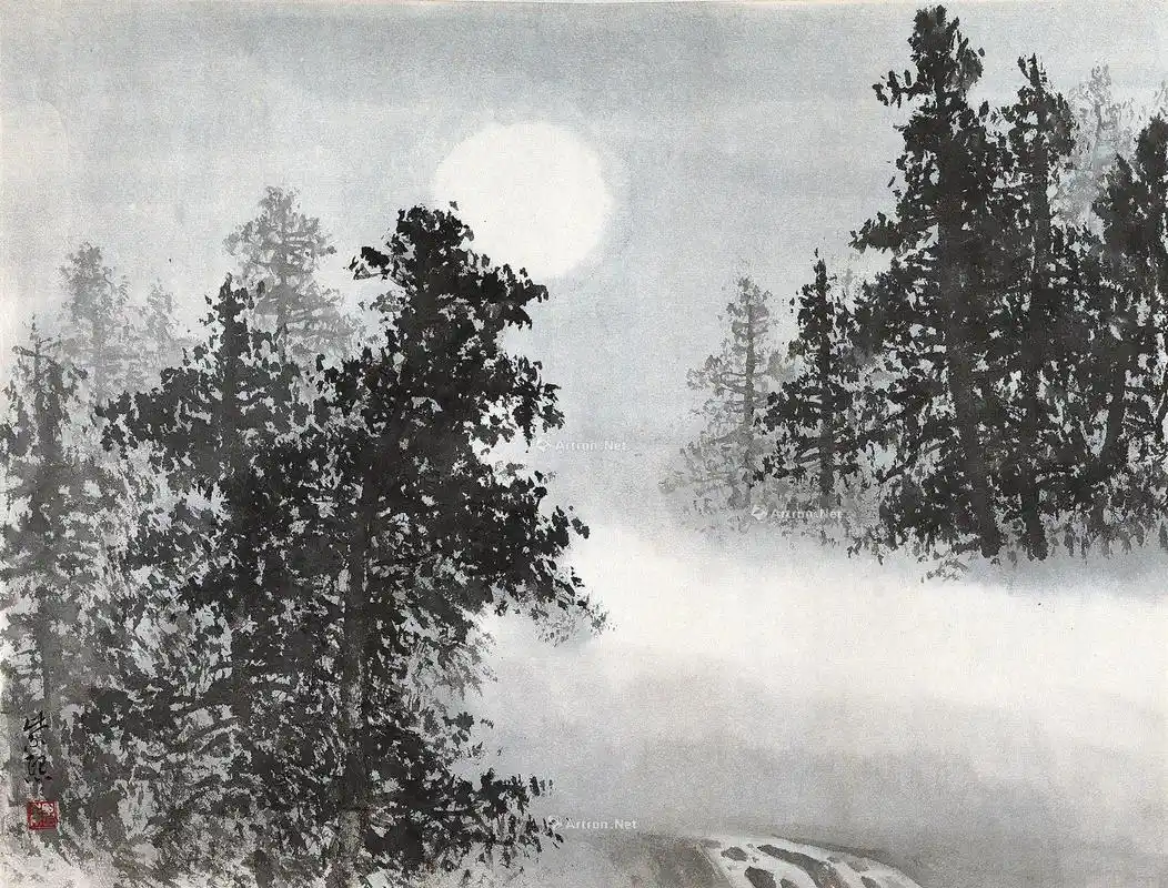【月夜 镜心 设色纸本】拍卖品_图片_价格_鉴赏_绘画_雅昌艺术品拍卖