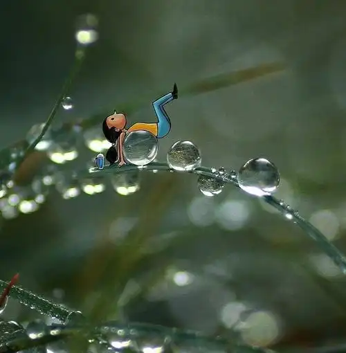 一组治愈系图片小女孩与水滴你喜欢第几张