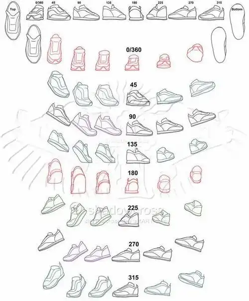 各种款式的鞋子画法素材!_每日讲画-站酷zcool