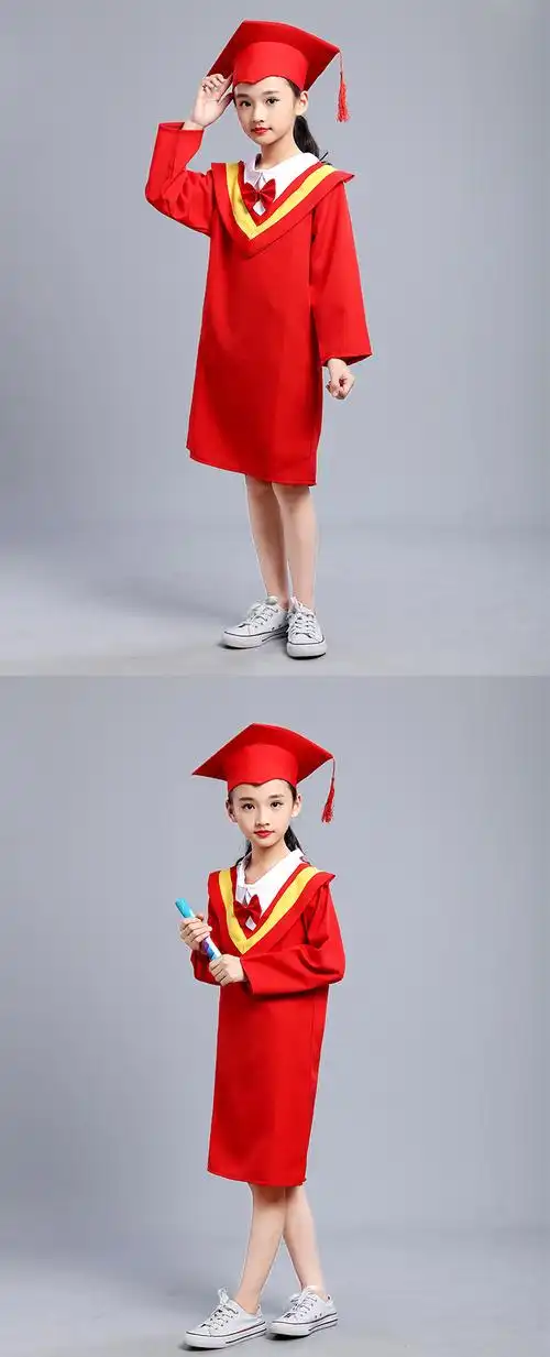 儿童博士服幼儿园学士服拍照衣服毕业袍小学毕业照服装礼服江山俏