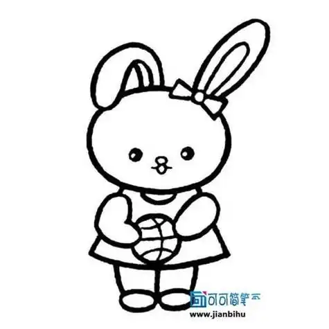 白兔儿童绘画作品图集 兔子简笔画可爱动物简笔画蹦蹦跳跳的小巴妹