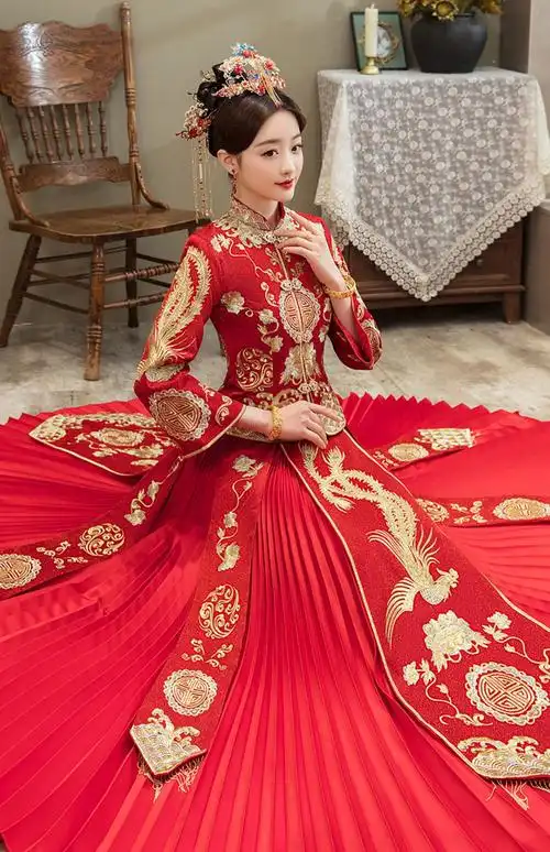 秀禾服春秋季2022新款中式新娘服女结婚缎面礼服显瘦秀禾小个子秀禾服