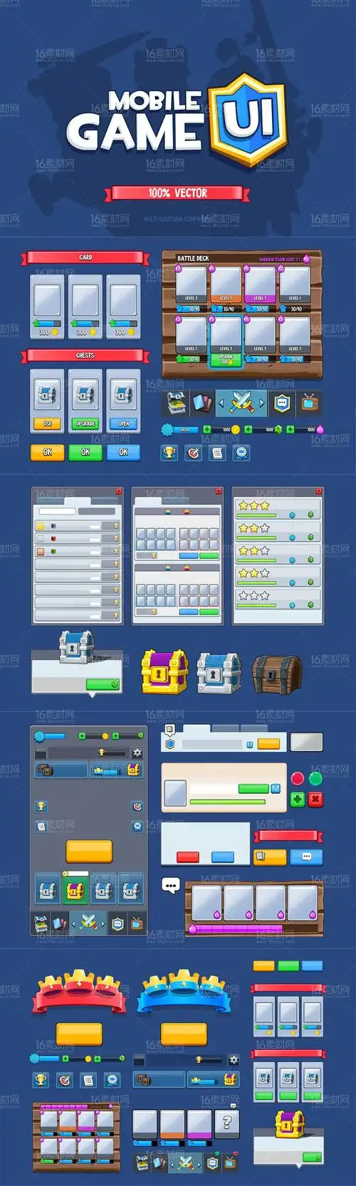 卡通手机游戏用户界面矢量素材