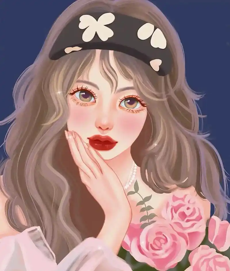 手绘女生头像 #唯美女头 - 抖音