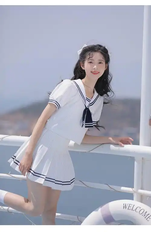 jk初中学生高中女生不良少女水手服海军风甜美套装裙日系条纹jk学院风
