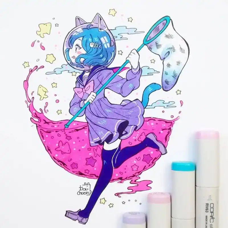 少女们也是初学者最好的干货教程简单流畅的线条,简单的马克笔上色即