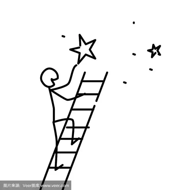向量.梦想成真.比喻.线性风格.用于网站或演示的插图.成为一个明星.