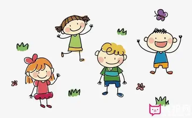 一群小朋友卡通简笔画