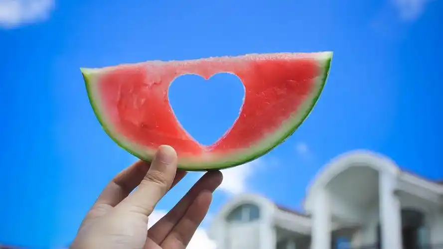 在心里,嘴里不停的说:这家企业太好了,在这么炎热的天气里送来了西瓜