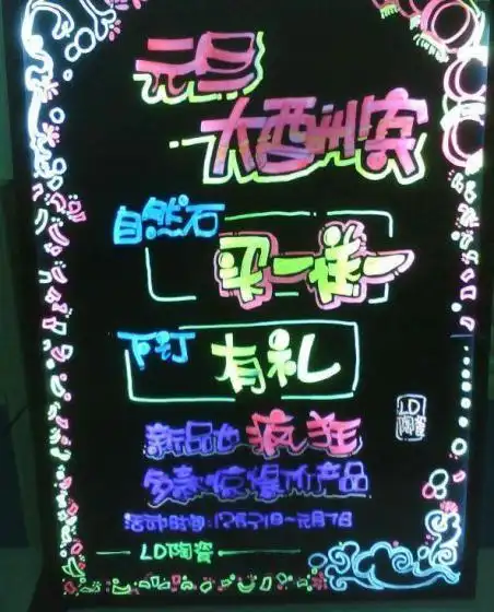 荧光板简笔画奶茶店