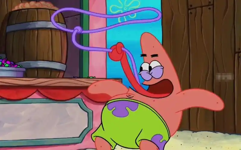 派大星用口香糖耍杂技,最终导致牙齿受伤