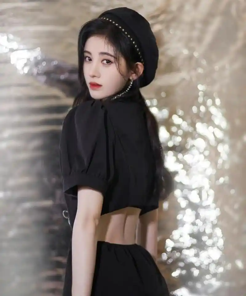 鞠婧祎美女,经典黑色性感套装裙穿搭91 #娱乐