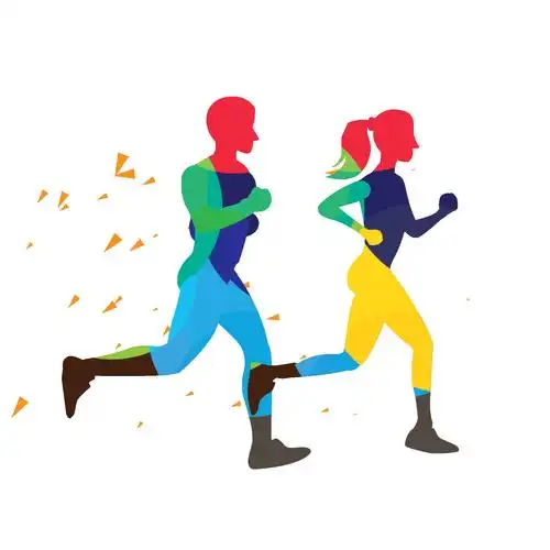 小人元素下载在健身房的跑步机上的年轻人下载快乐的小女孩在跑道上