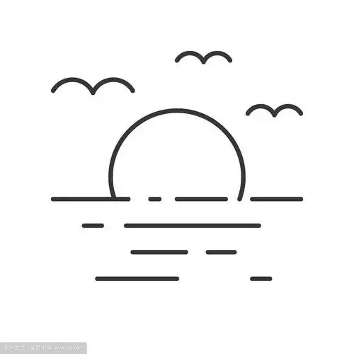 日落在海上和鸟在空中飞行的海滩景象