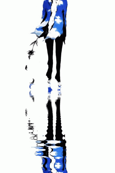 二次元少年倒影 gif动态图 水面