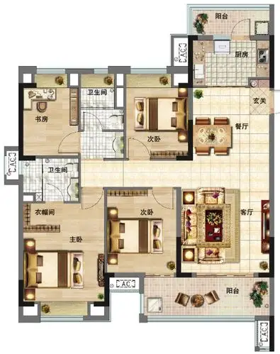 户型鉴赏|进阶人生,首选全能四房!