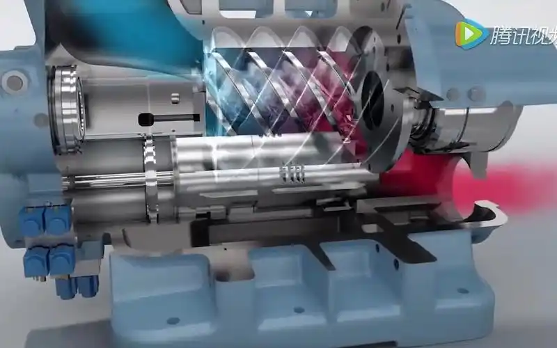 螺杆压缩机的工作原理,3d演示内部结构_哔哩哔哩_bilibili