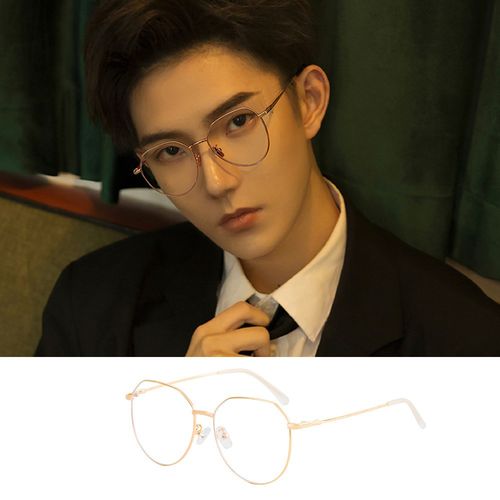 复古金丝边眼镜男款潮痞帅大框防蓝光防辐射平光近视镜框斯文败类