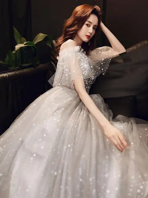 宴会晚礼服新款仙女梦幻星空渐变裙学生主持人长款艺考年会气质女