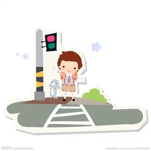小男孩过马路图片