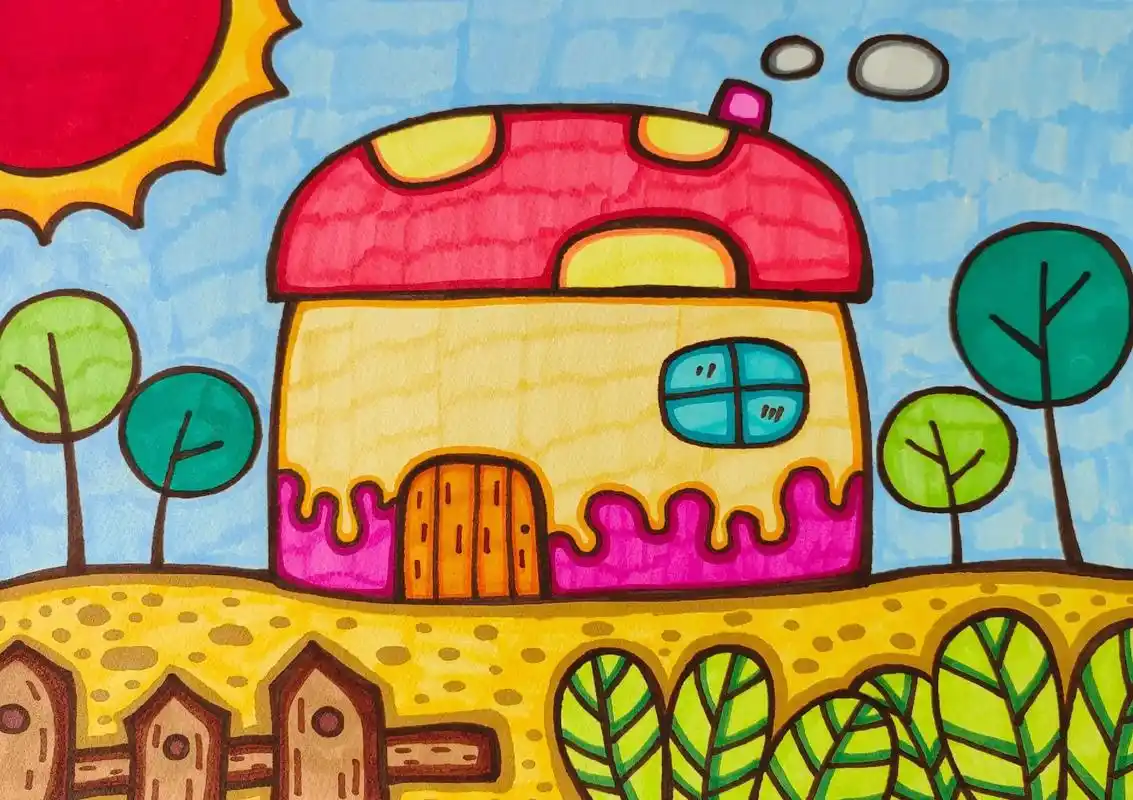 一起画房子房子简笔画简单创意儿童画