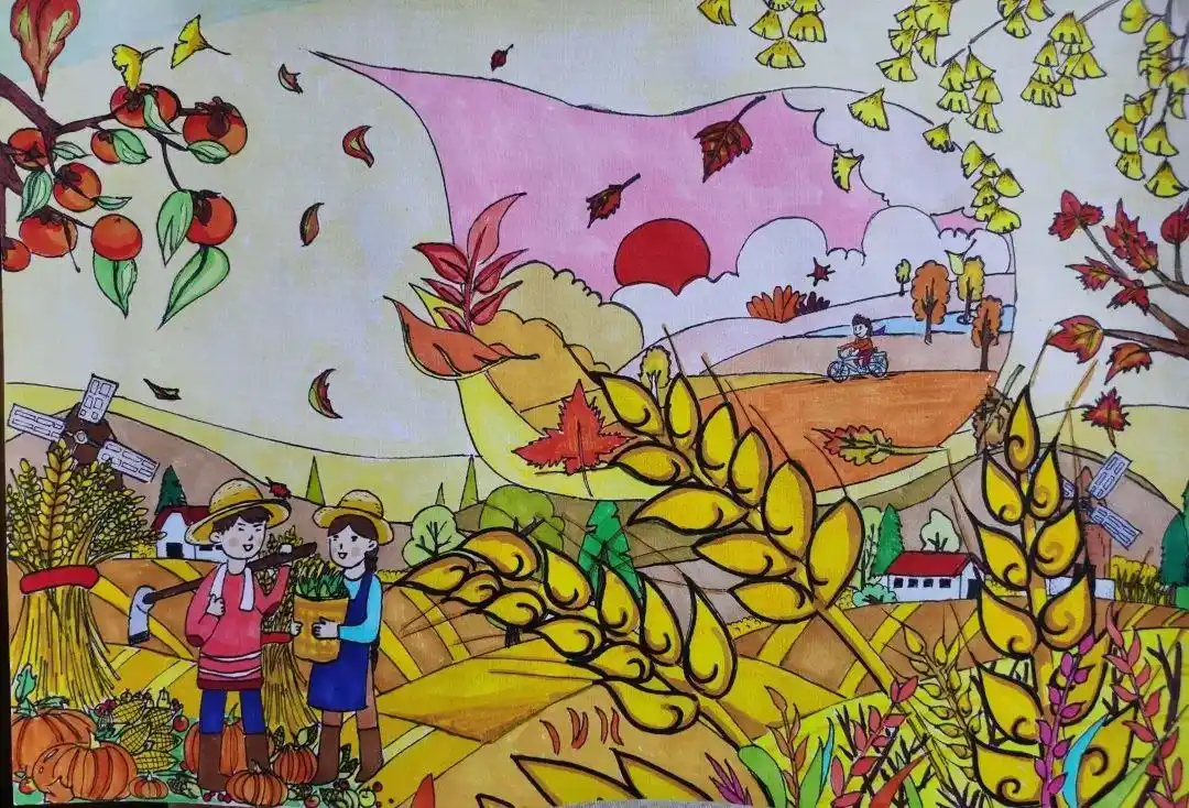 稻花香里画丰年小画家们用画笔勾勒丰收喜悦