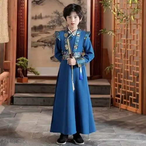 男童古装儿童唐装古少爷服套装书生演出服中国风国学汉服中开笔礼