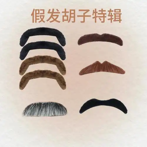 一字胡八字胡假胡子电影人物胡子假发棕色黑白短毛绒仿真胡子批发