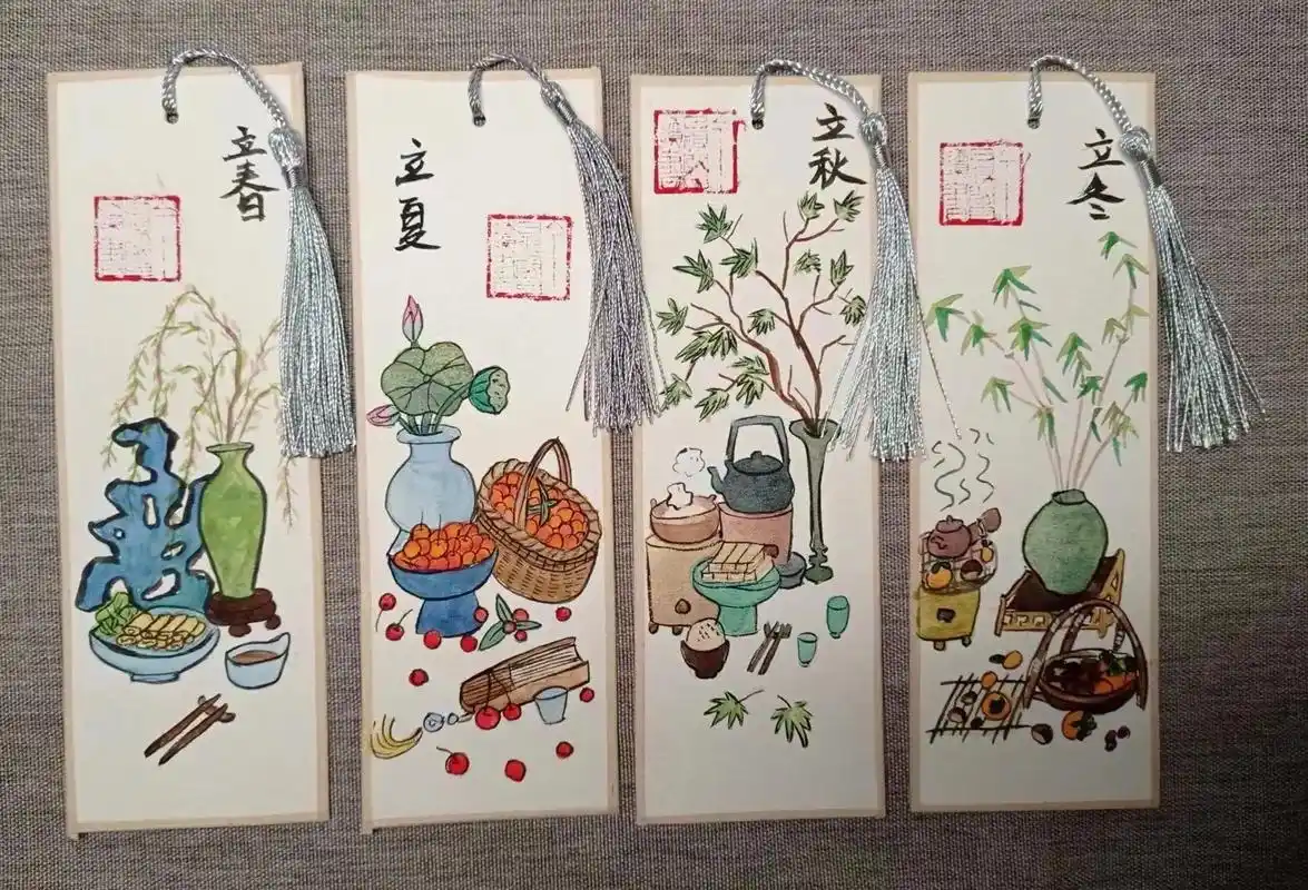 手绘古风水彩书签
