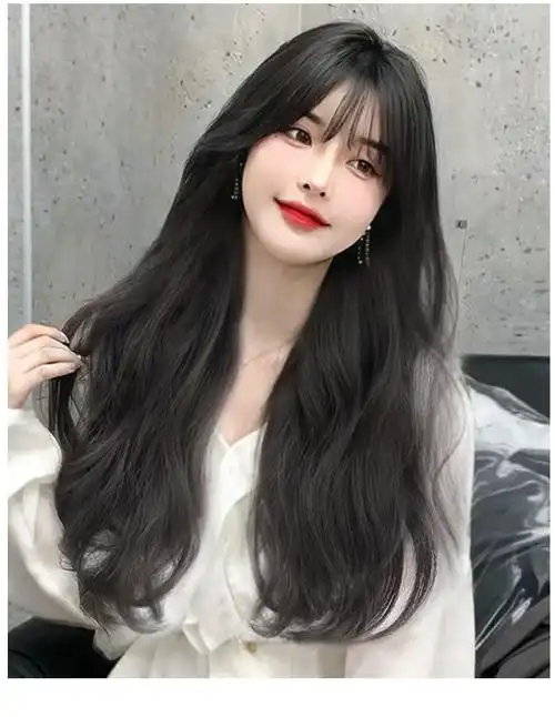 假发女长发全头套式大波浪卷发自然仿真发中长发黑色整顶假发套花乐集