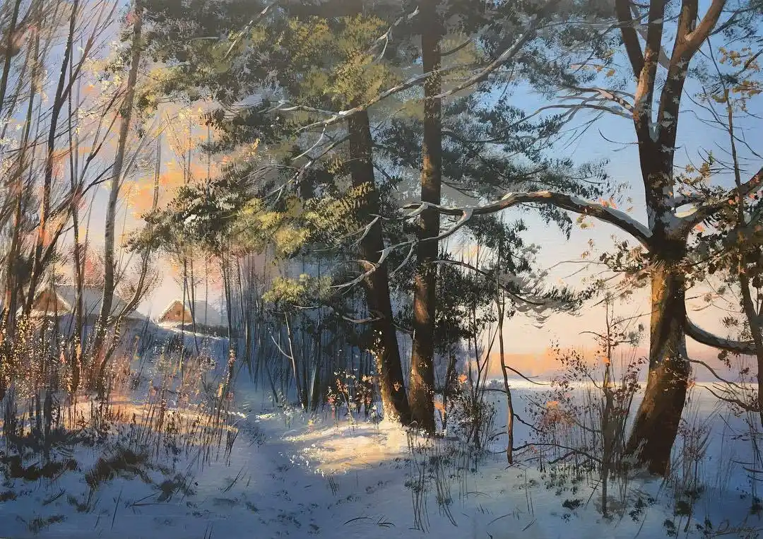 "光影大师"维克多的丙烯风景画作品,值得欣赏!转需